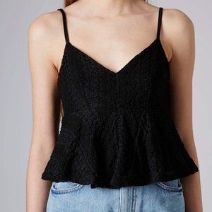 Topshop Peplum Black Lace Crop Top